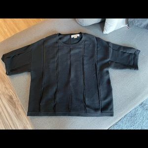 Reiss Black 3/4 Sleeve Sweater in XS with netting design